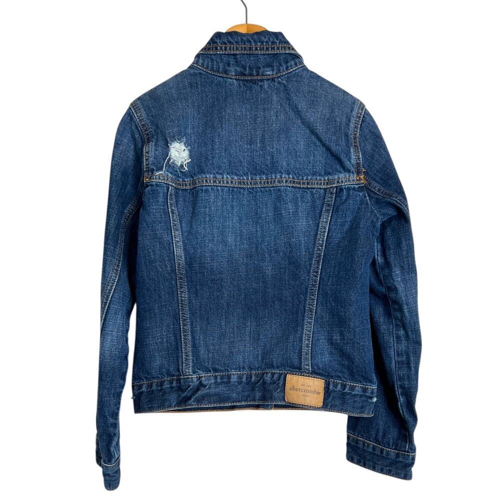 Abercrombie Kids Distressed Denim Jean Jacket Blue Trucker Style Big Girl 9/10 - Picture 2 of 7